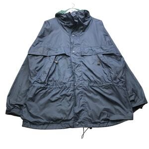 Vintage LL Bean Mesh Lined Nylon Parka Jacket Hoodie Mens Large L Vented Navy